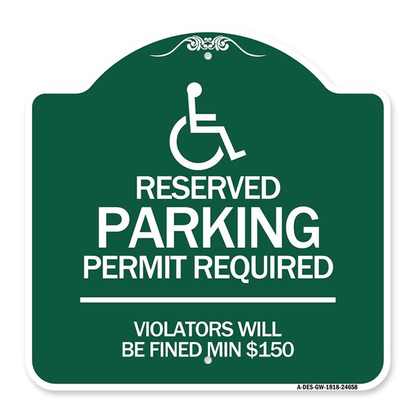 Signmission Connecticut Reserved Parking Permit Required Violators Fined Min $150 Alum, 18" x 18", GW-1818-24658 A-DES-GW-1818-24658 - main